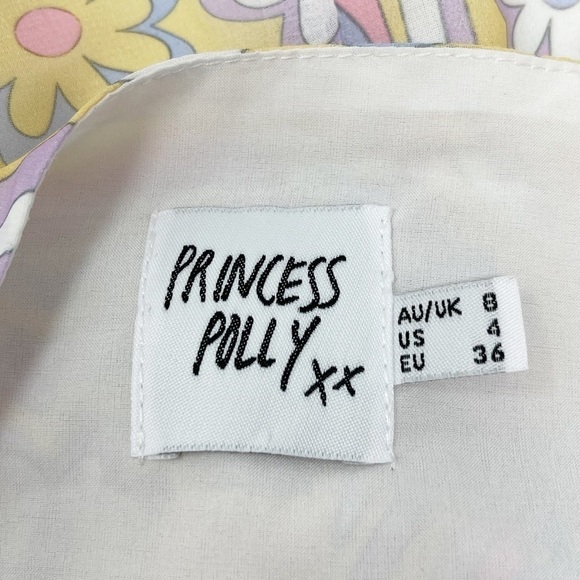 PRINCESS POLLY Women’s Mod Floral Pastel Print Halter Dress 60s Vibe Size 4 - Picture 6 of 8